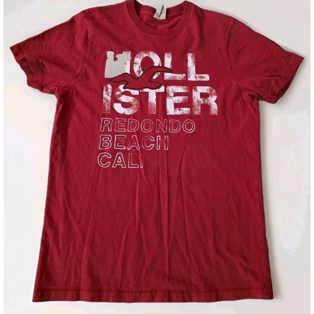 Vintage Hollister Redondo Beach Cali Graphic T-Shirt Mens Small Red Tee